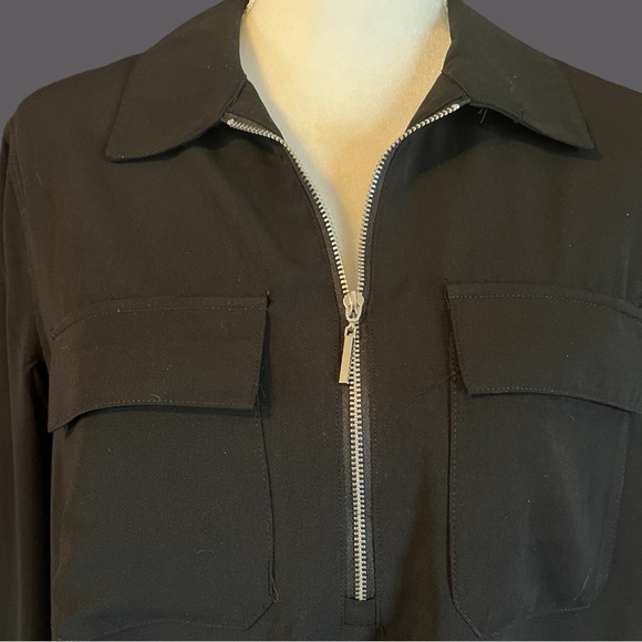 Black Zippered Blouse by Modern Works, NEW - Picture 3 of 6
